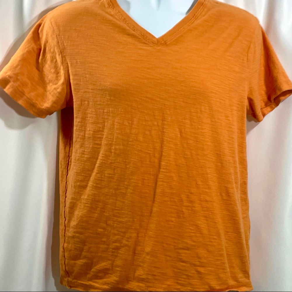 Helix Orange V Neck Tee Shirt Size Medium